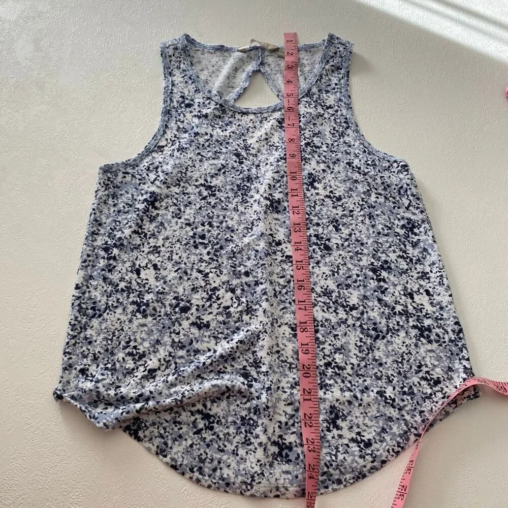 Athleta Blue White Speckle Print Racerback Tank Top | Size Small